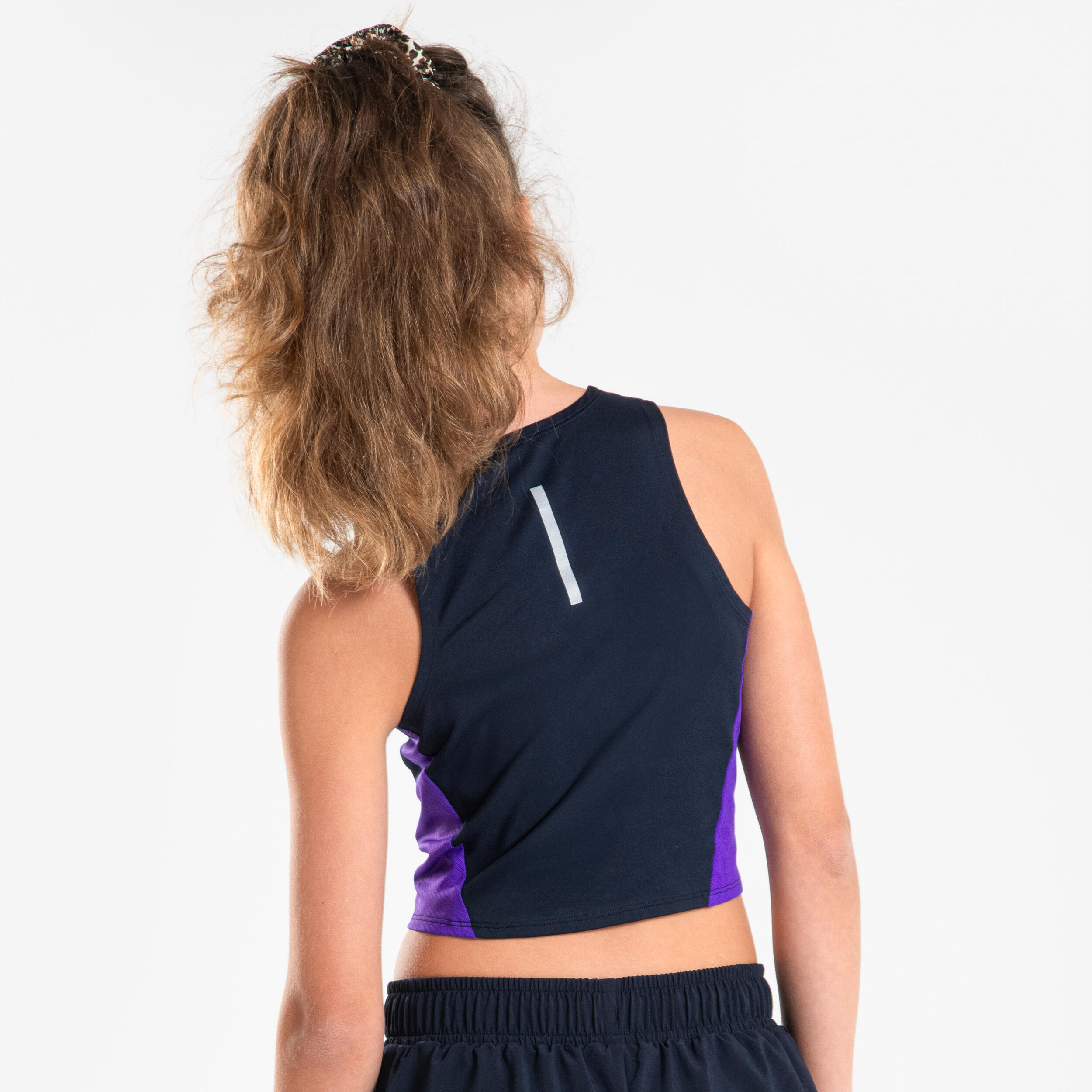 Ademende croptop voor hardlopen meisjes donkerblauw paars 5/8