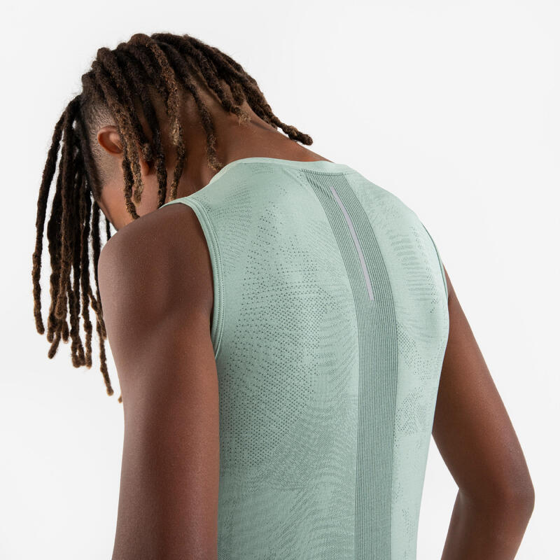 Débardeur running sans couture Enfant - KIPRUN 900 Light vert givré