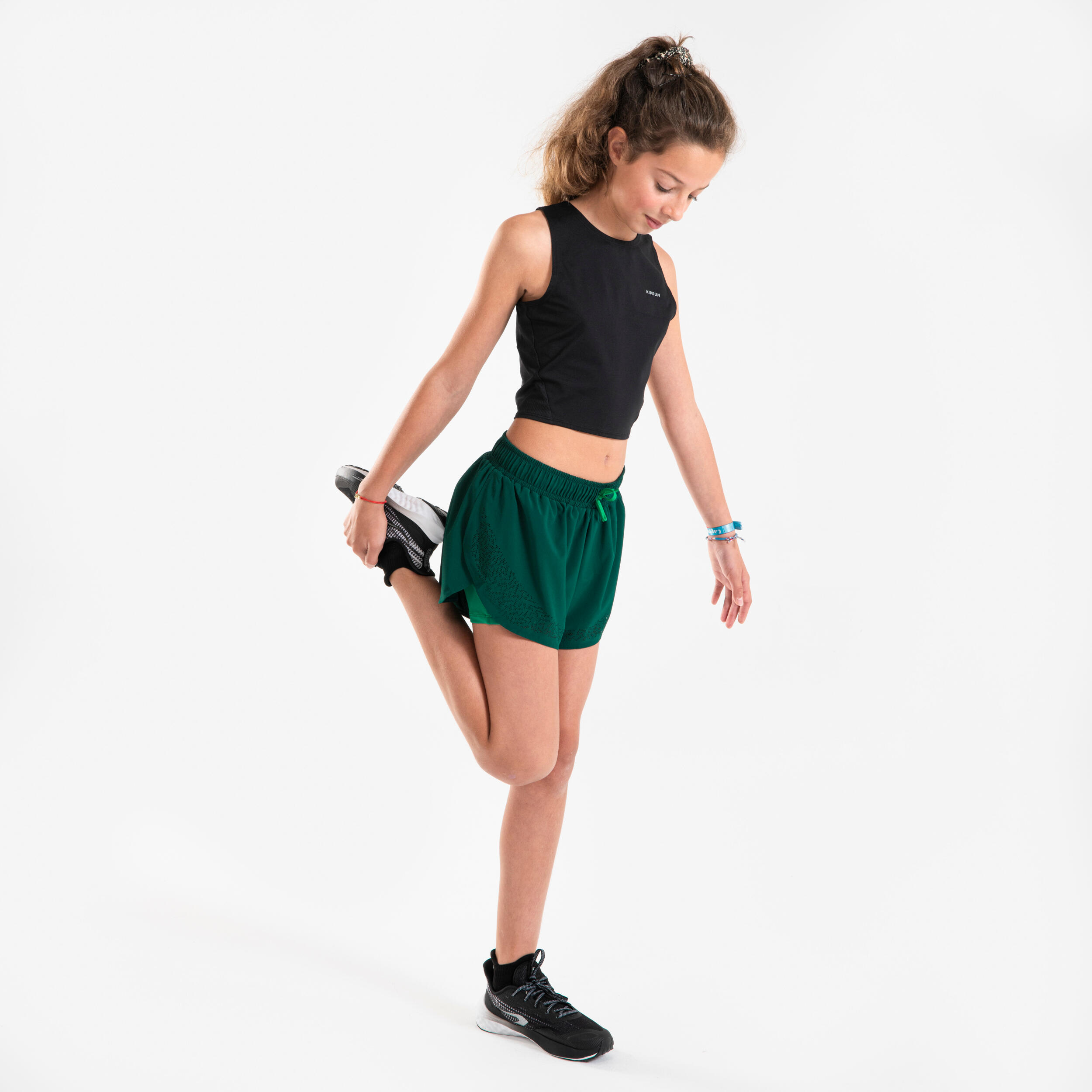 Ademende croptop voor hardlopen meisjes zwart 7/7