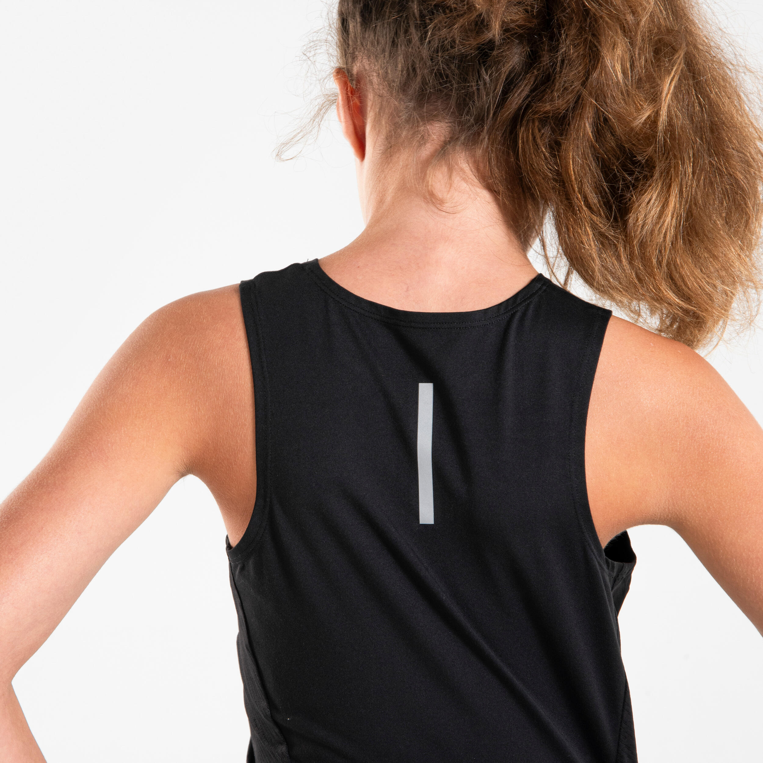 Ademende croptop voor hardlopen meisjes zwart 3/7