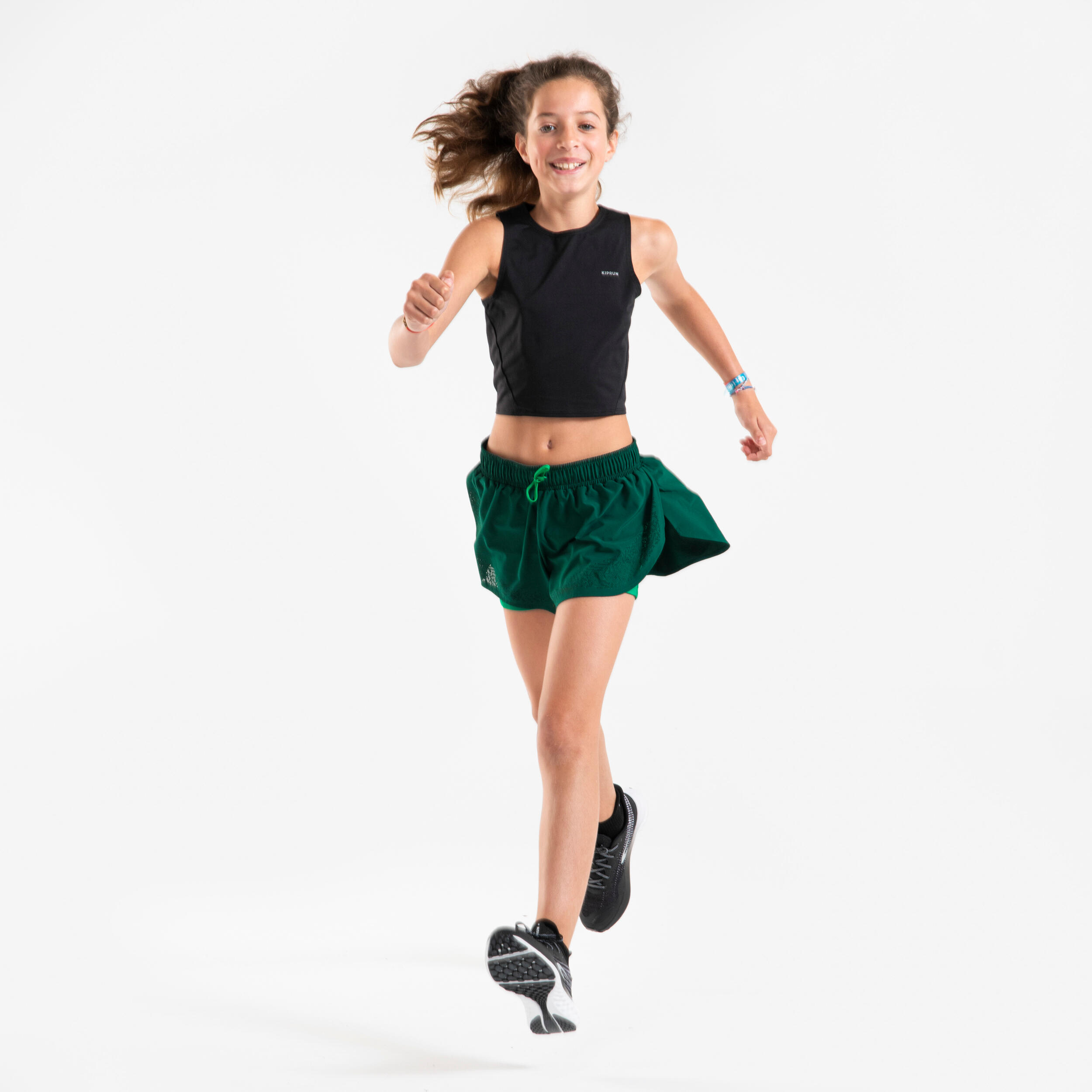 Ademende croptop voor hardlopen meisjes zwart 4/7