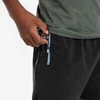 Kids' Breathable Running Shorts-KIPRUN DRY+ 900-Black and grey