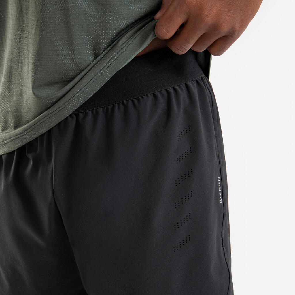 Short de Running respirant Enfant - KIPRUN dry+ 900 noir et gris