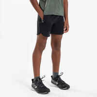 Kids' Breathable Running Shorts-KIPRUN DRY+ 900-Black and grey