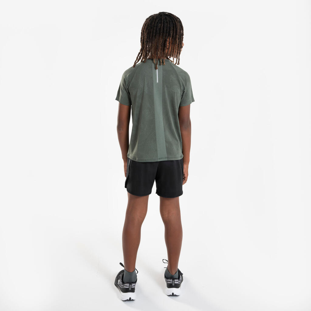 Short de Running respirant Enfant - KIPRUN dry+ 900 noir et gris