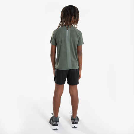 Kids' Breathable Running Shorts-KIPRUN DRY+ 900-Black and grey