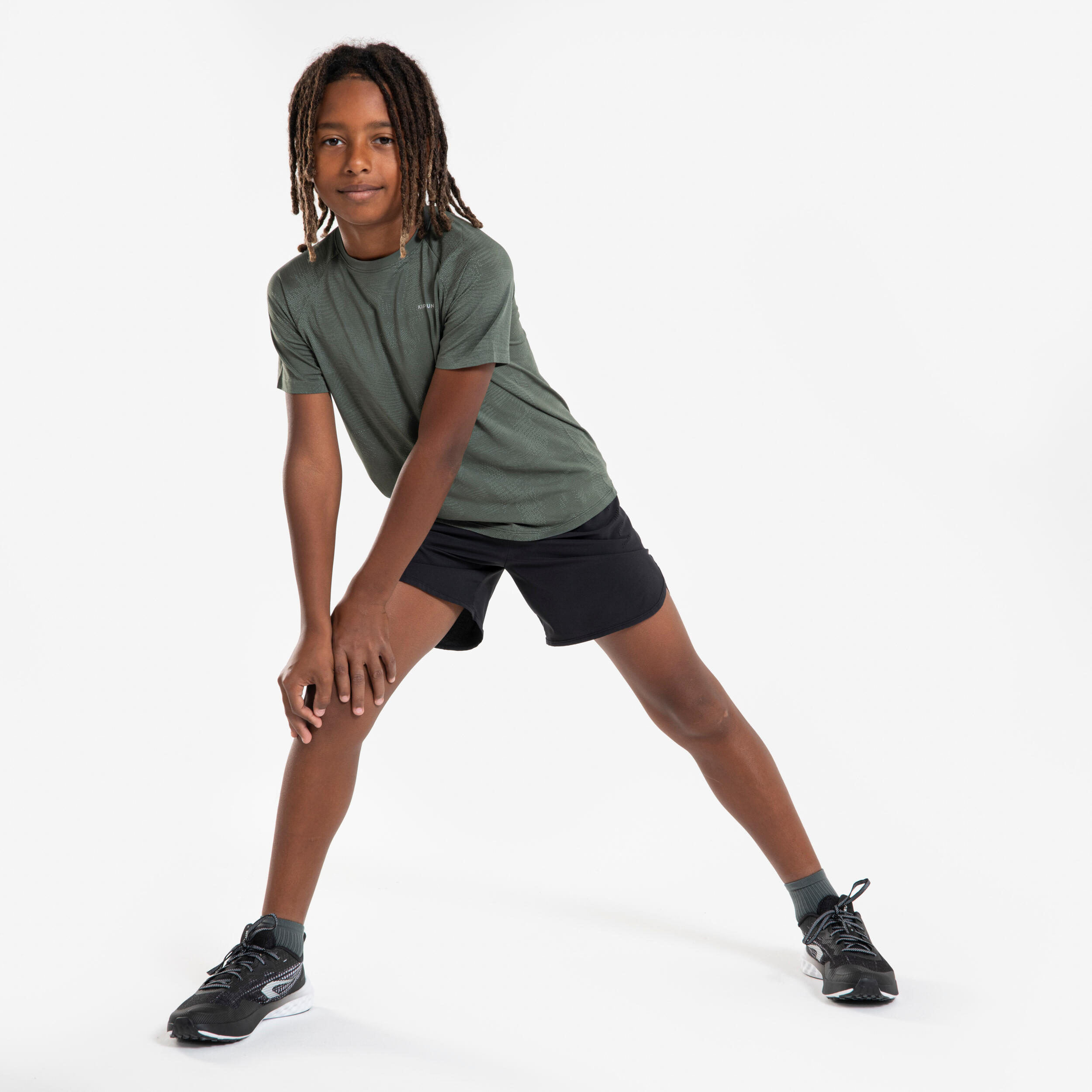 Kids KIPRUN TS LIGHT 900 seamless running T-shirt - khaki 8/9