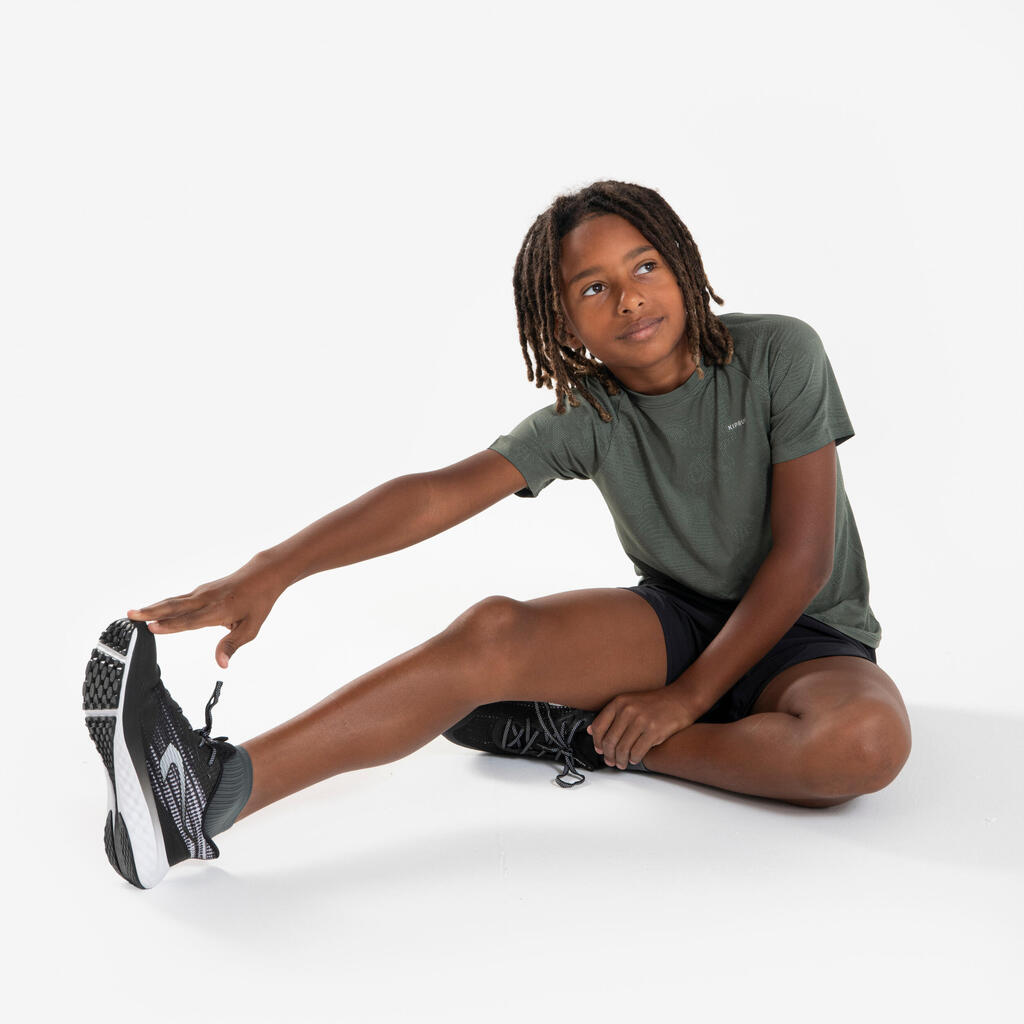 Kids KIPRUN TS LIGHT 900 seamless running T-shirt - khaki