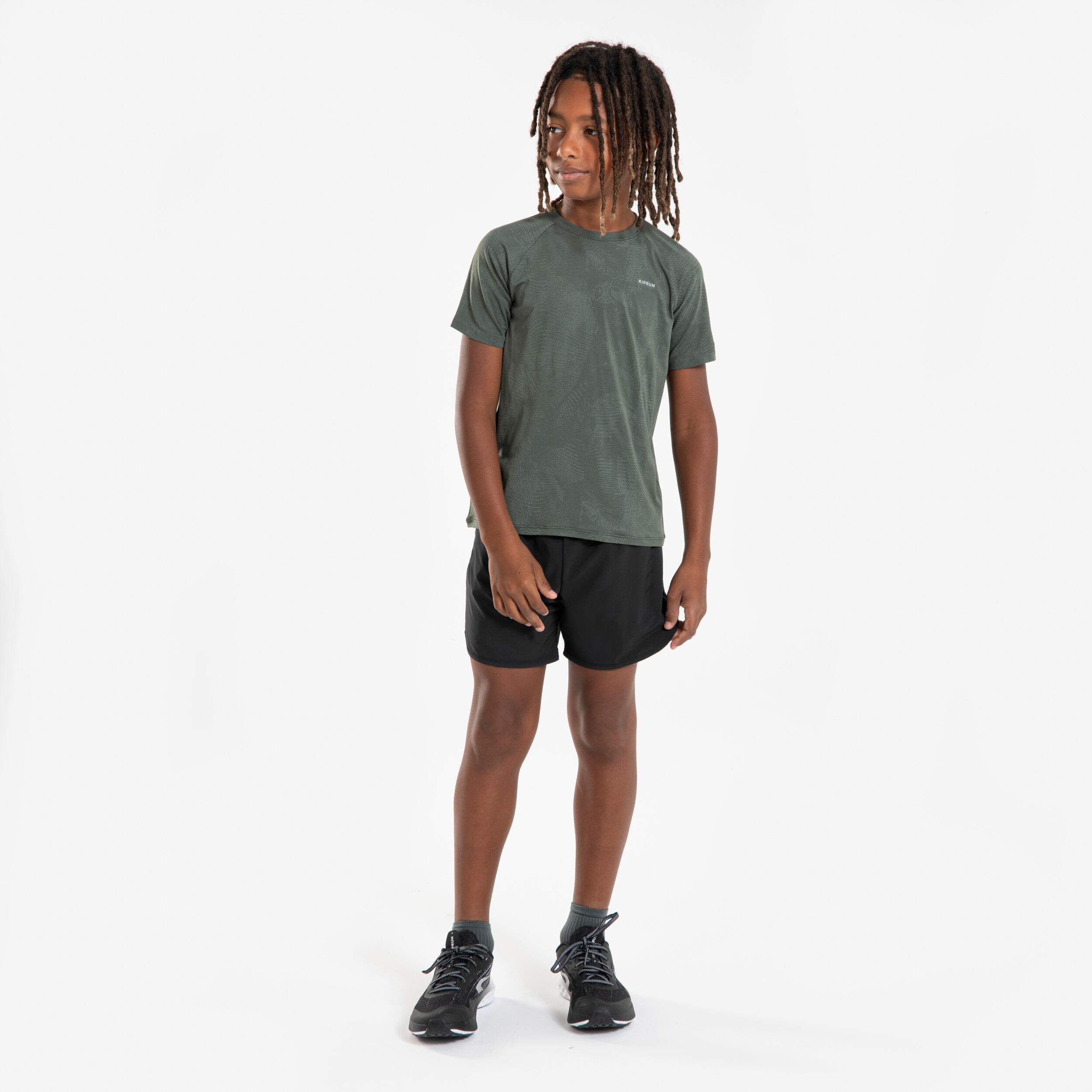 Kids KIPRUN TS LIGHT 900 seamless running T-shirt - khaki 5/9