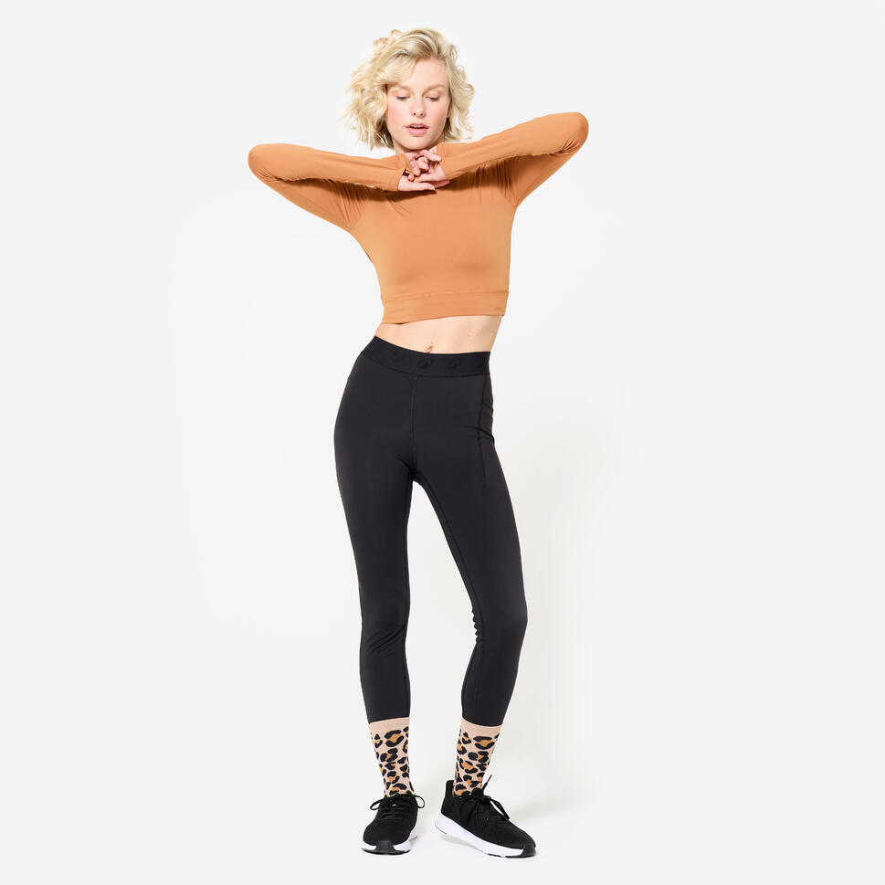 Koszulka fitness damska Domyos crop top długi rękaw