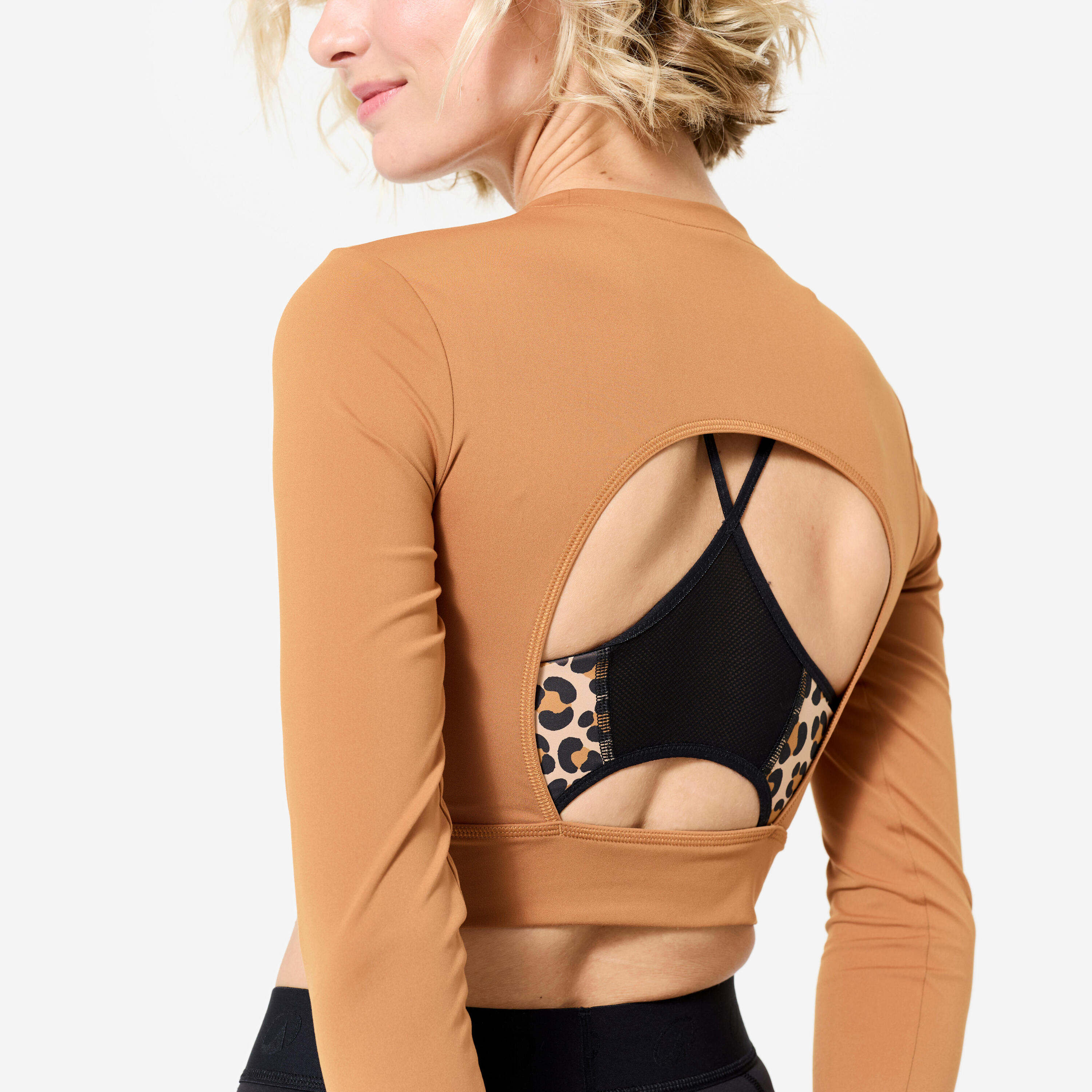 Crop Top de Fitness Mulher Castanho Caramelo Edição Limitada 3/10