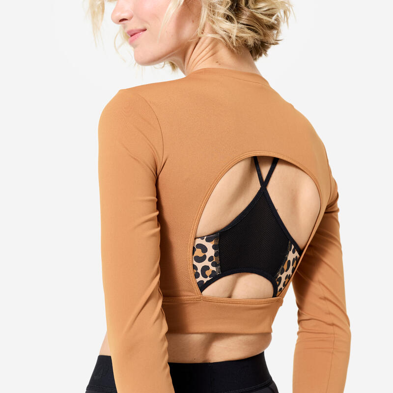 Koszulka fitness damska Domyos crop top długi rękaw