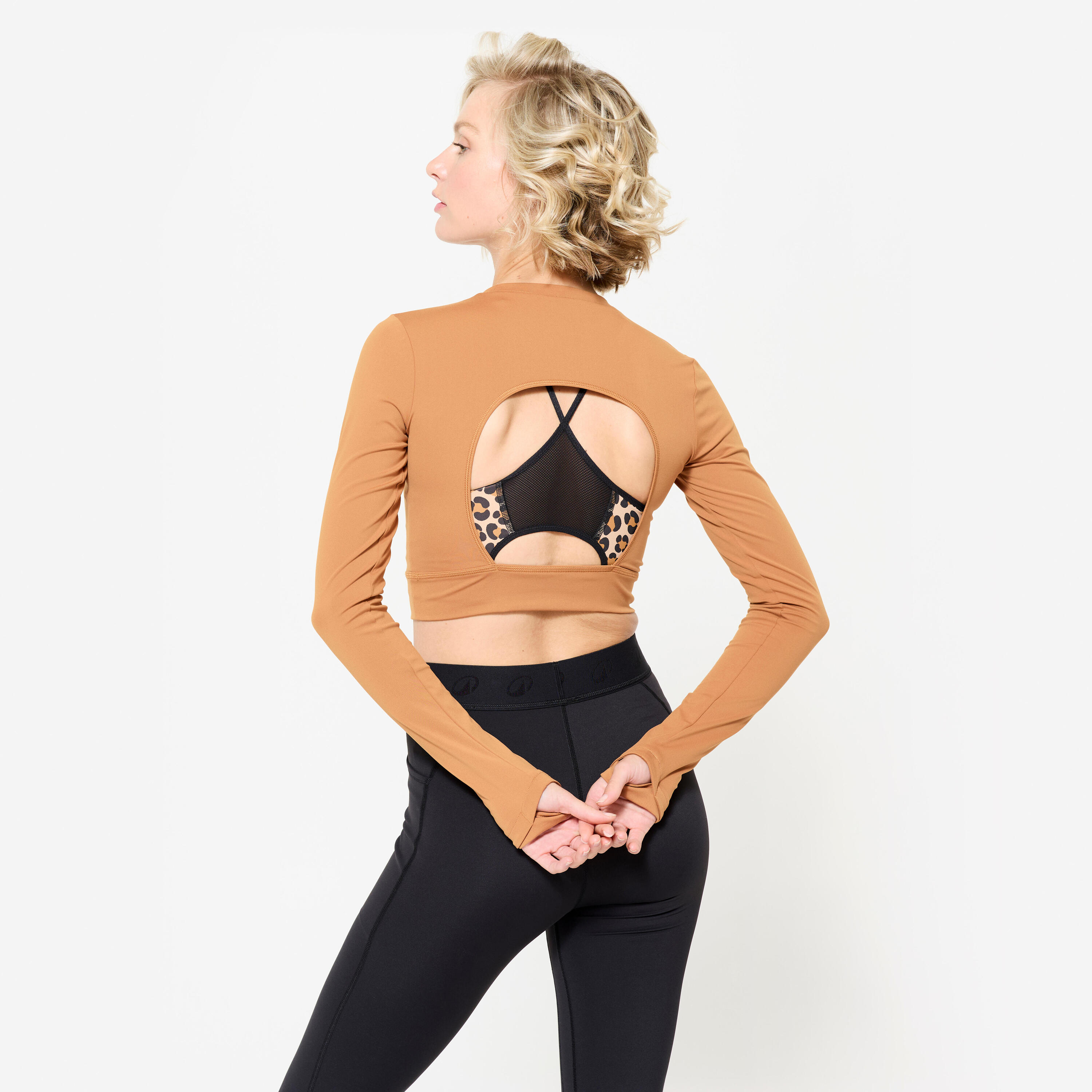 Crop Top de Fitness Mulher Castanho Caramelo Edição Limitada 4/10