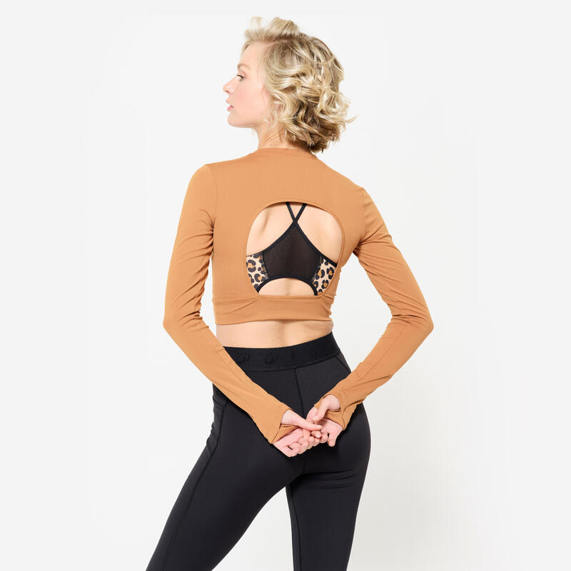 Koszulka fitness damska Domyos crop top długi rękaw