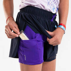 Girls' KIPRUN dry+ 900 breathable tight running shorts - dark blue purple