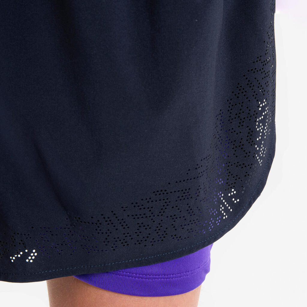 Short cuissard de running respirant Fille - KIPRUN dry+ 900 bleu foncé violet