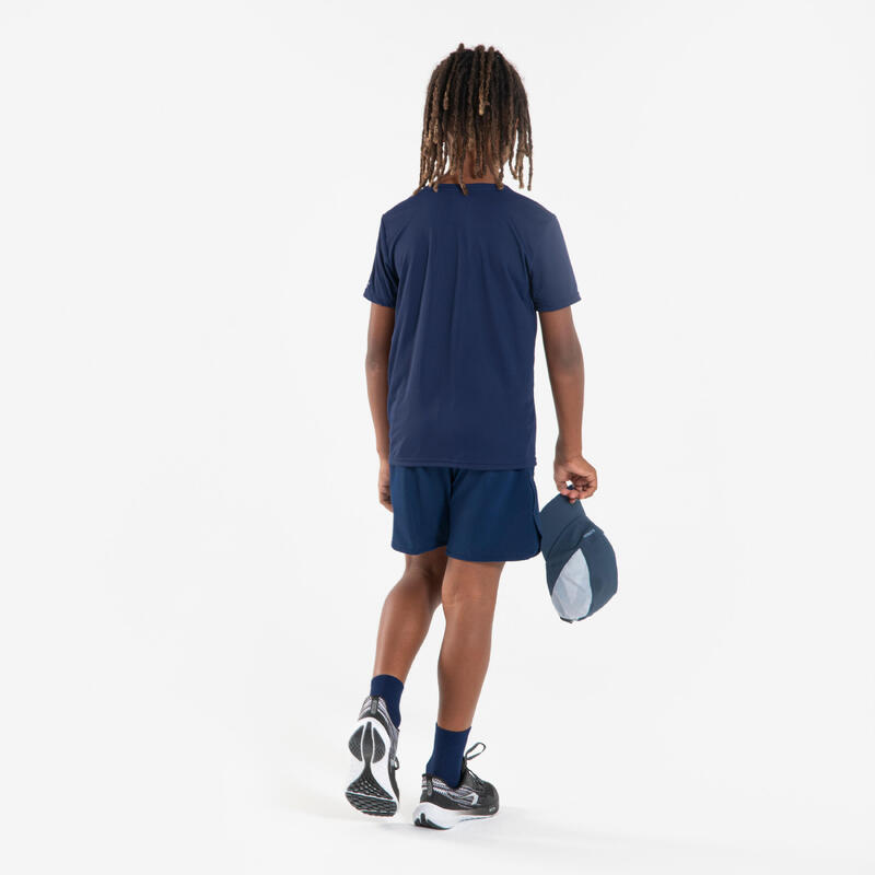 Tricou respirant alergare KIPRUN Dry+ 500 Bleumarin-Gri Copii