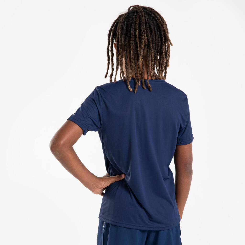 T-shirt de running respirant Enfant - KIPRUN Dry+ 500 marine gris
