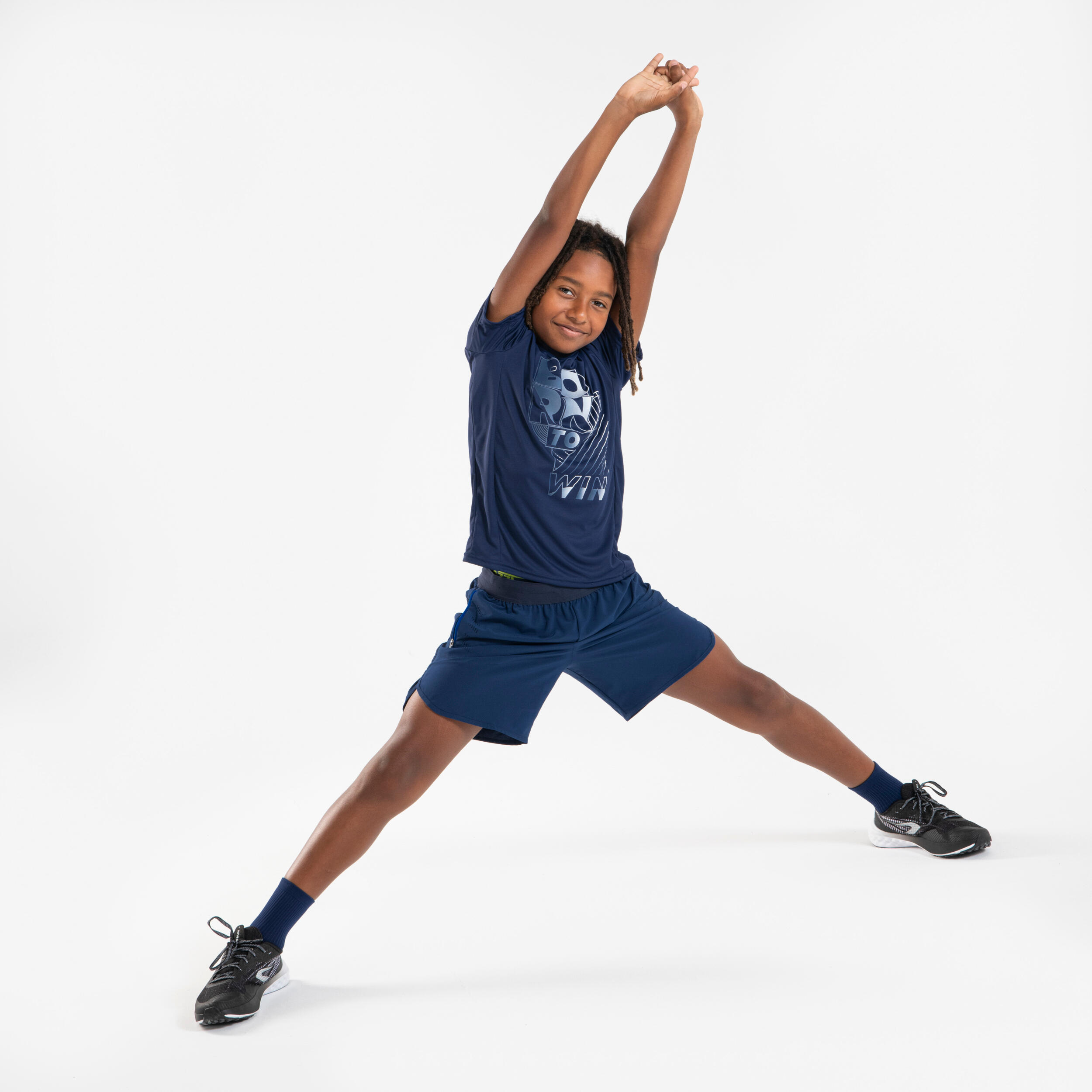 Ademende hardloopshort voor kinderen Dry+ 900 marineblauw 6/7