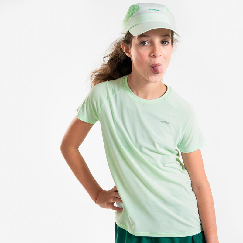 Casquette de running Enfant respirante - KIPRUN Run 500 verte pastel