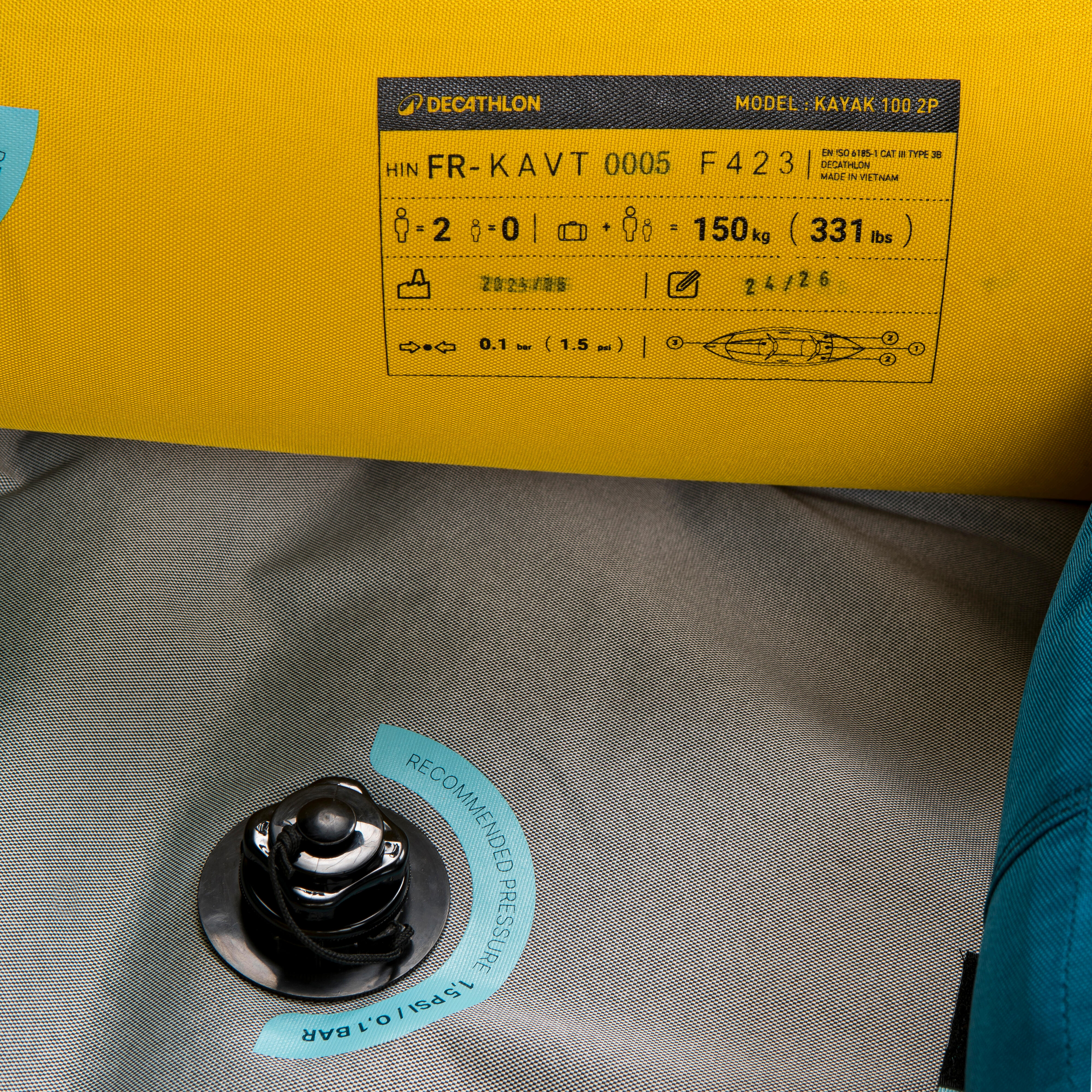 1- or 2-Person Inflatable Kayak Pack, 100 - TRIBORD