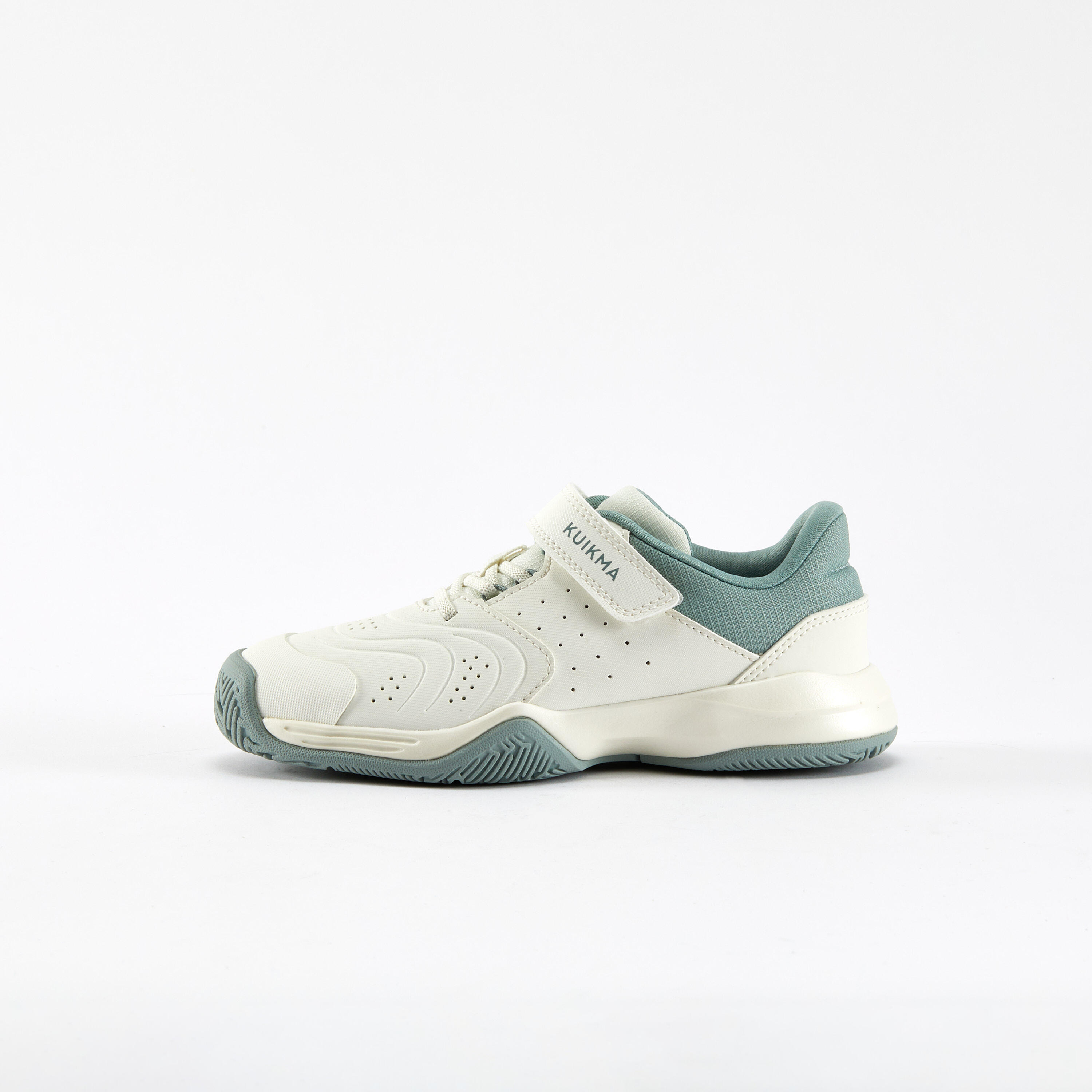 ARTENGO Chaussure de Tennis Enfant &#xE0; scratch - TS STRONG Kd Blanc Argile