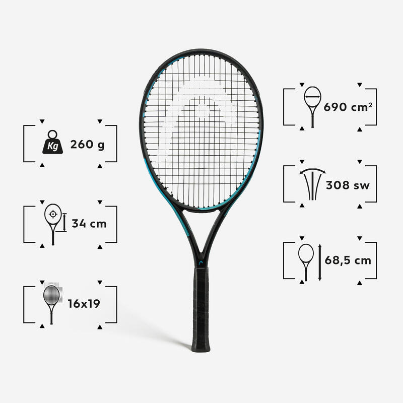 Raquette de tennis adulte débutant graphite, Head Challenge Elite lite bleu noir