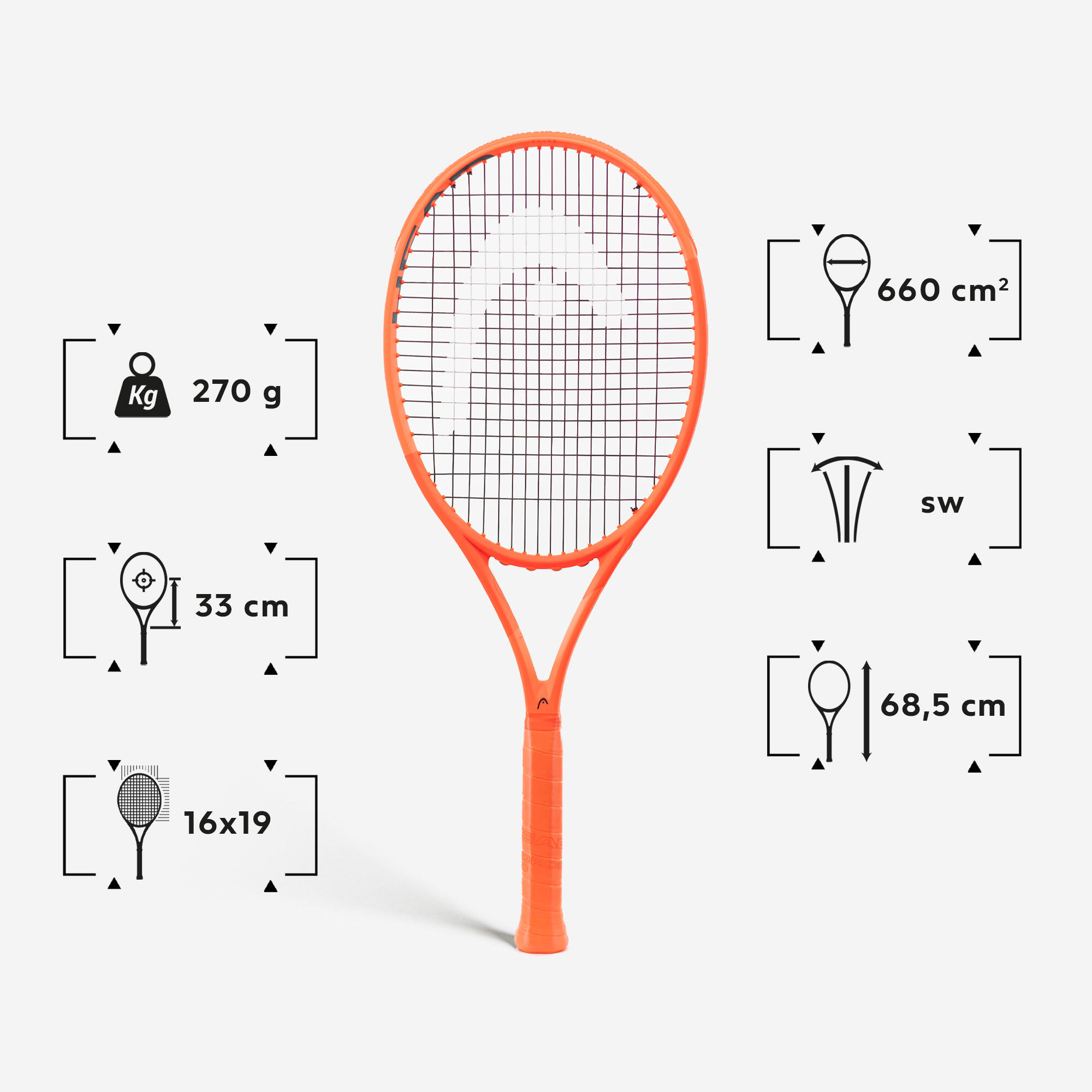 Adult Tennis Racket Radical Elite - Orange 2/5