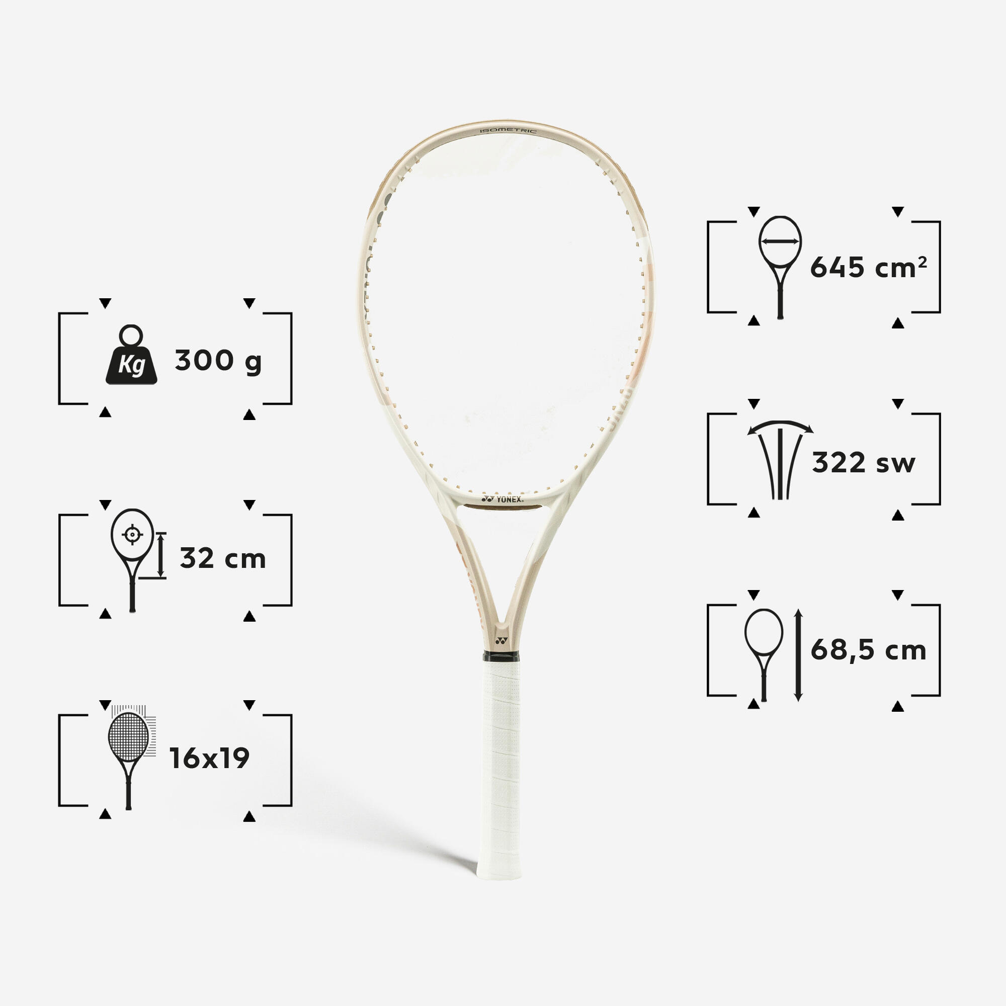Tennisschläger Erwachsene Yonex - VCORE 100 300 g Sandbeige 2/5