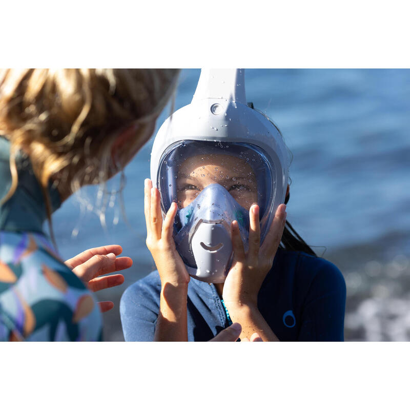 Mască Easybreath snorkeling CU HUSĂ Albastru XS (6-10 ani) Copii