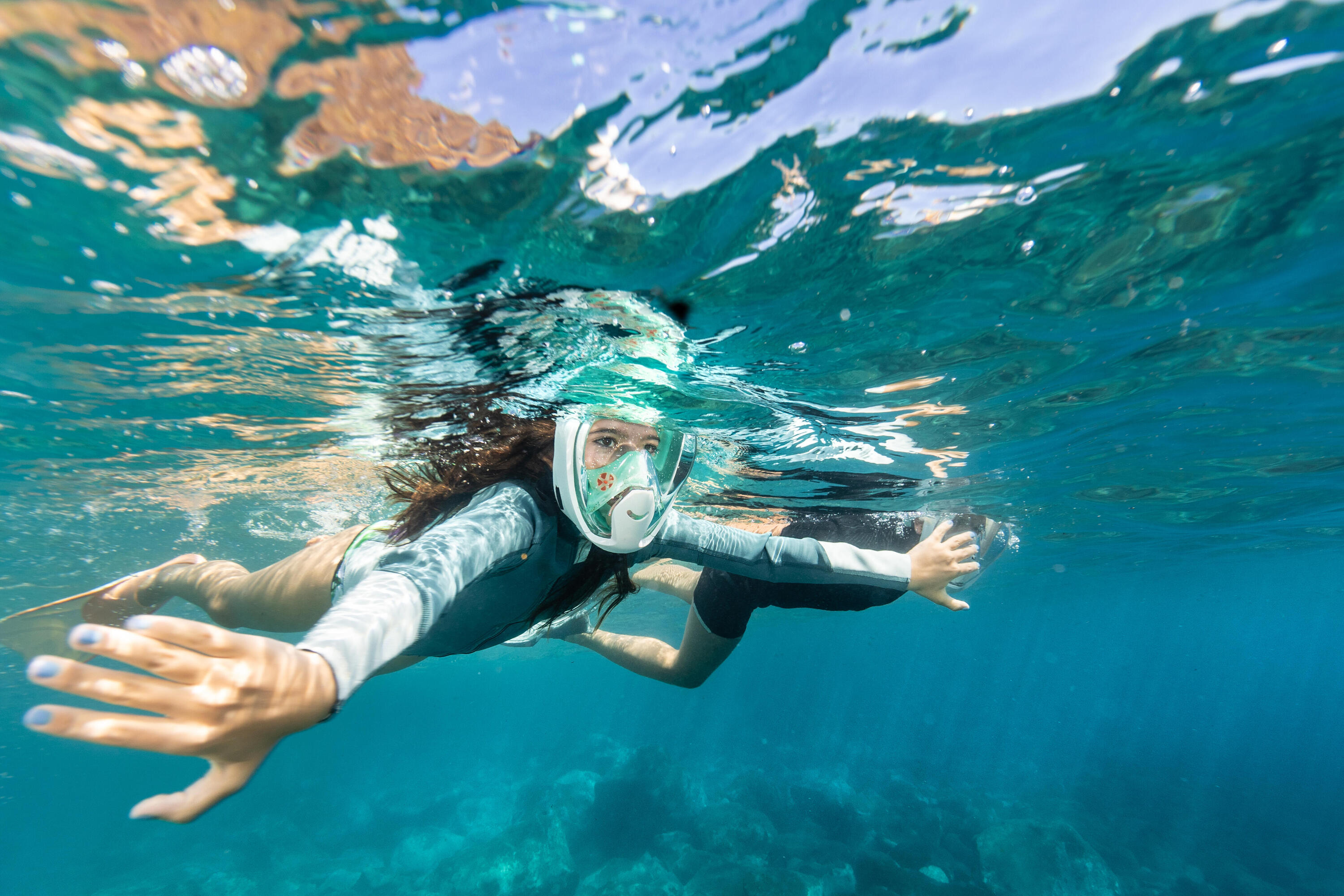Masque easybreath snorkeling enfant XS (6-10 ans)  - SANS SAC - vert aquamarine 22/29