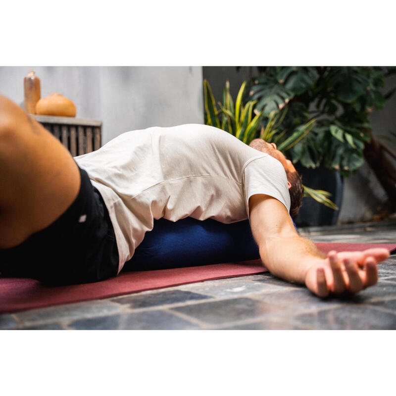 Bolster cousin de yoga rond rembourrage épeautre, bleu foncé