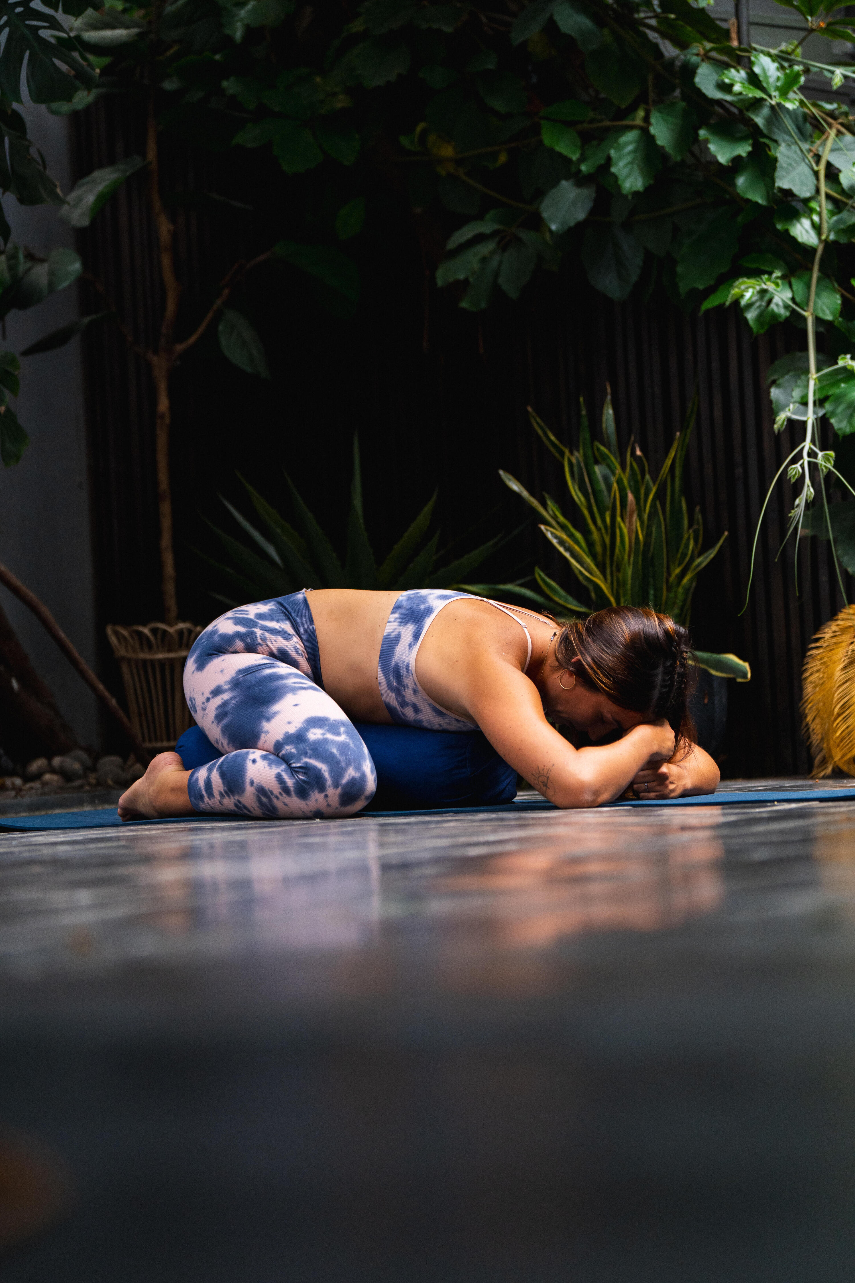 Bolster/Cojín Cilíndrico Yoga Azul Oscuro Relleno Espelta 14/15