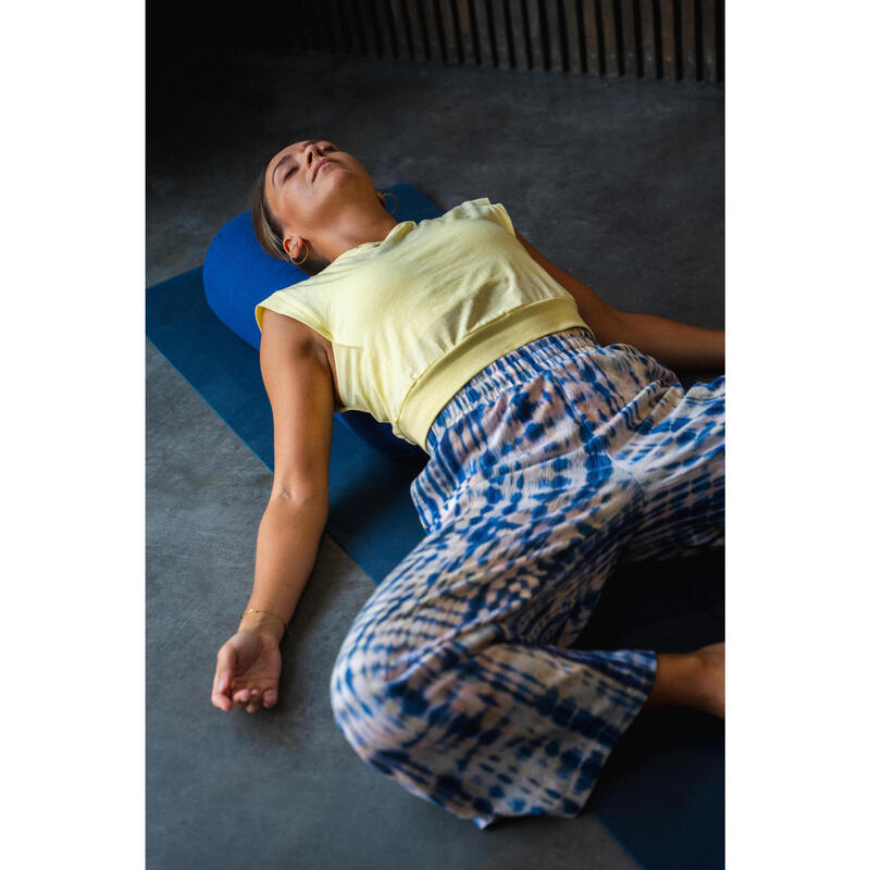 Pernă bolster rotundă de yoga umplutură spelta, albastru