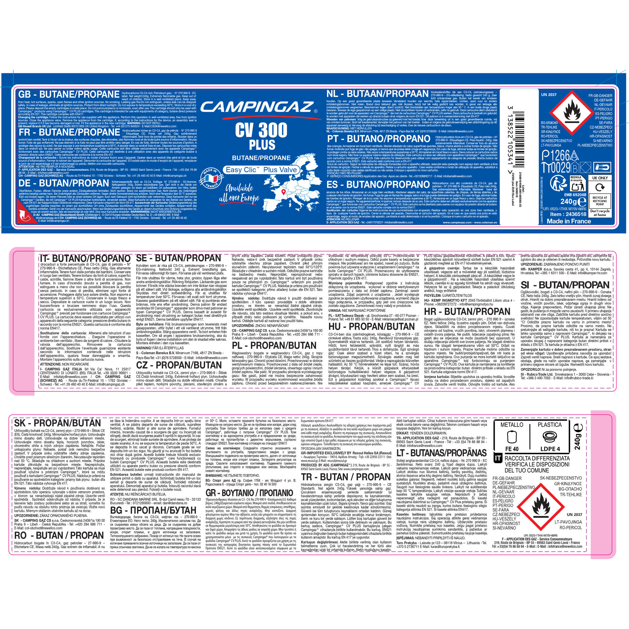 Cartuccia gas a valvola CV300+ 4/4