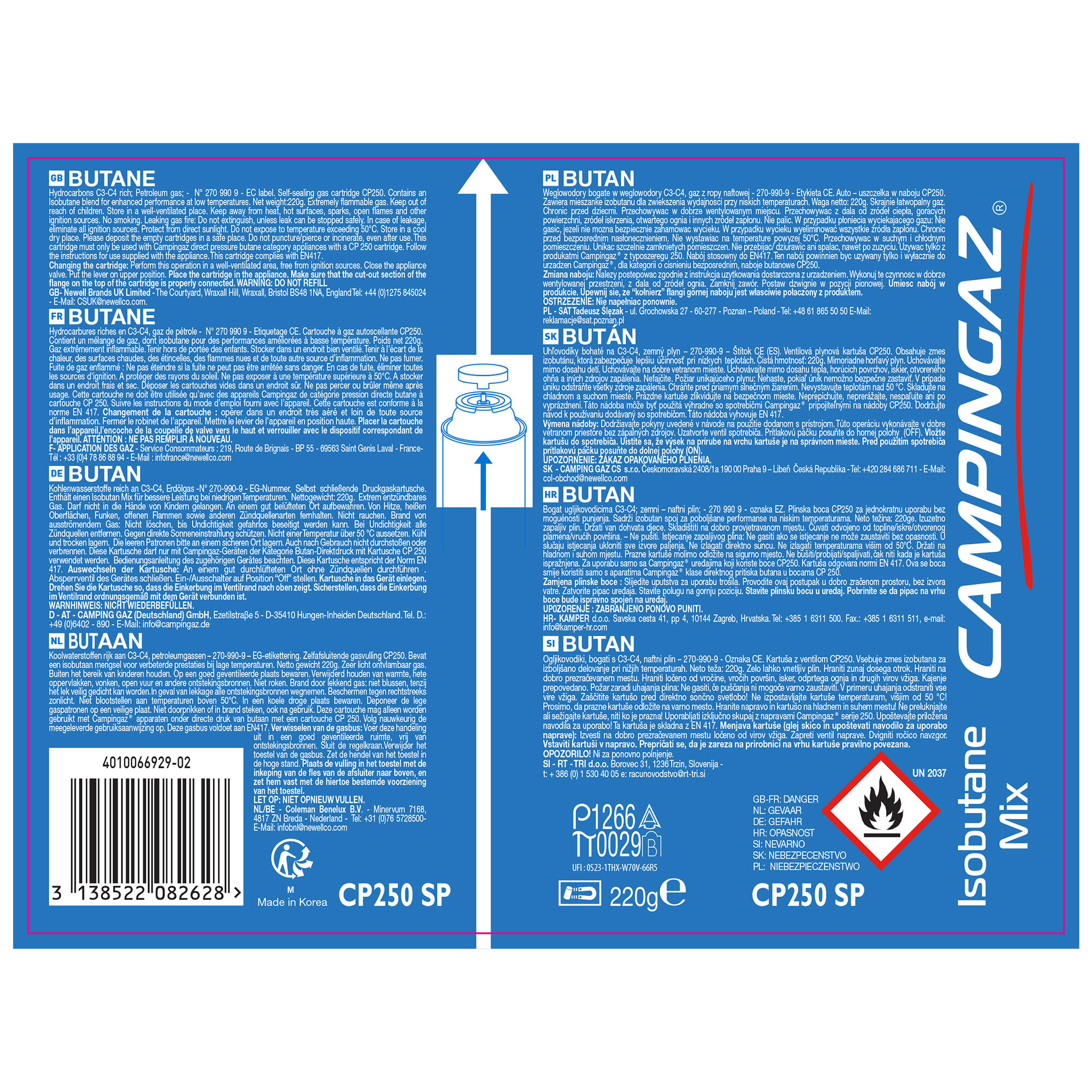 Gaskartusche CP 250 für Campingkocher von CAMPINGAZ 220 Gramm 2/2