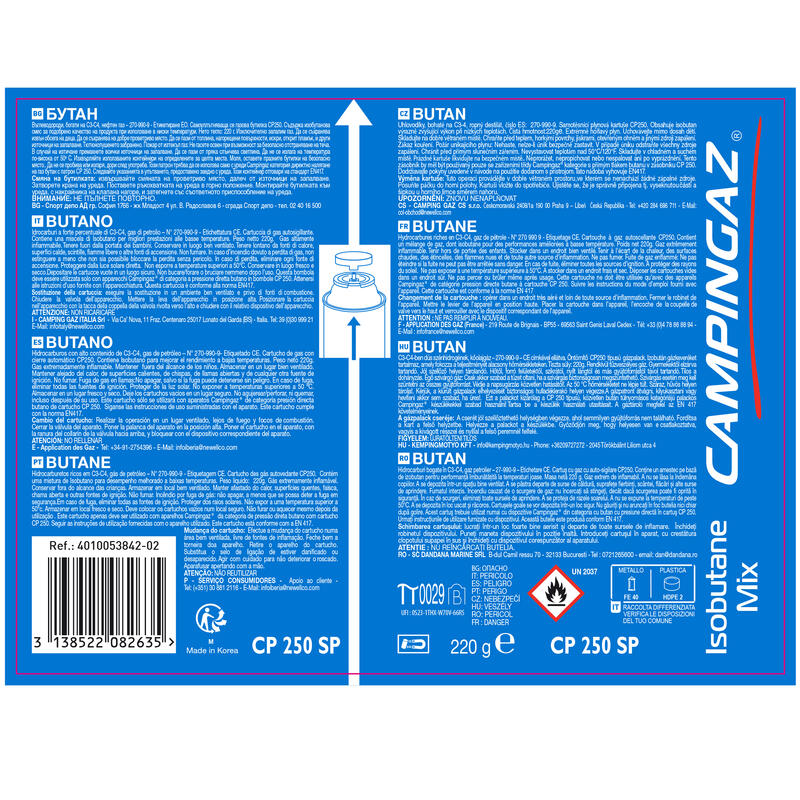 Cartuș de gaz cu valvă CP 250 pentru arzător (220 g)
