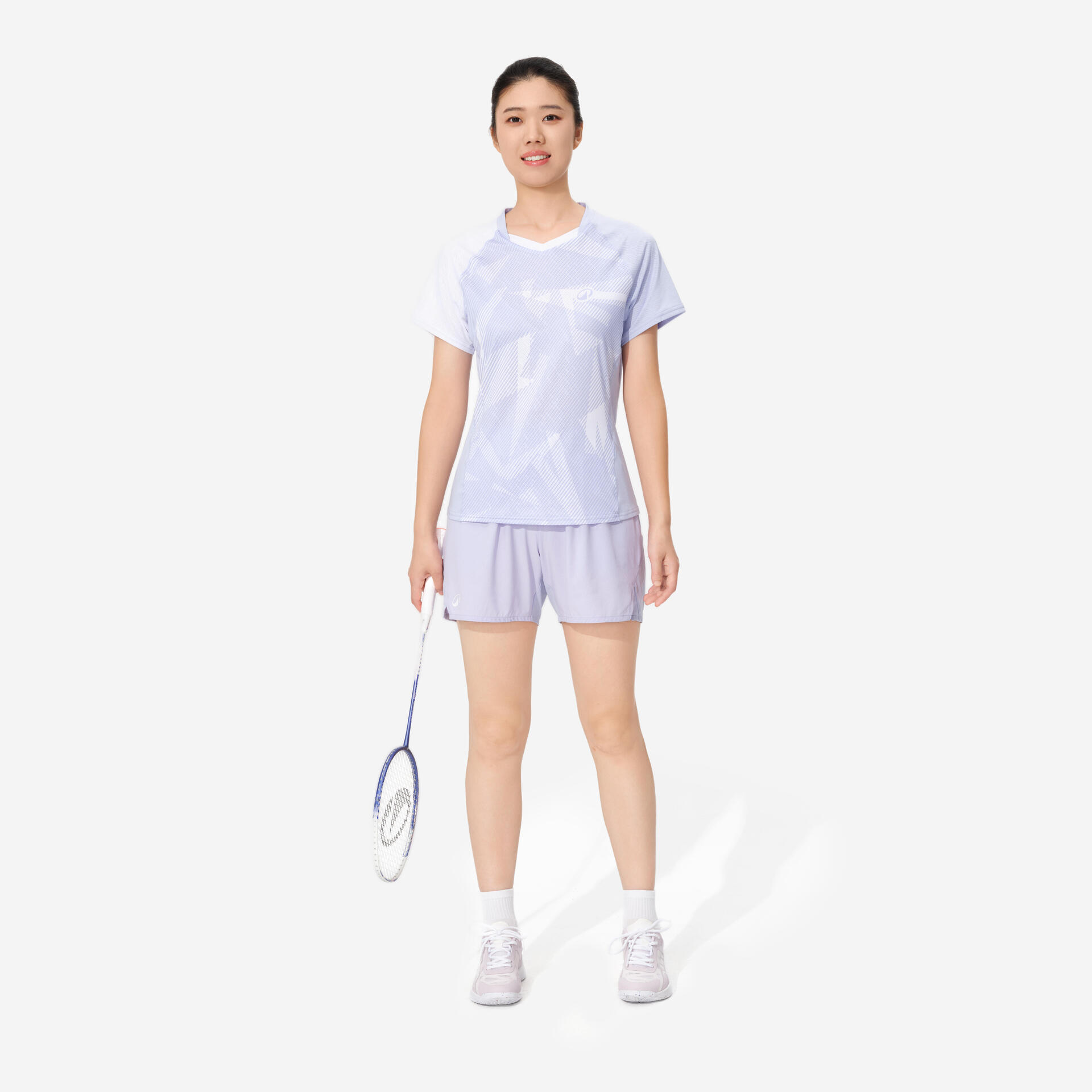 Women Badminton Short 560 Blue Grey