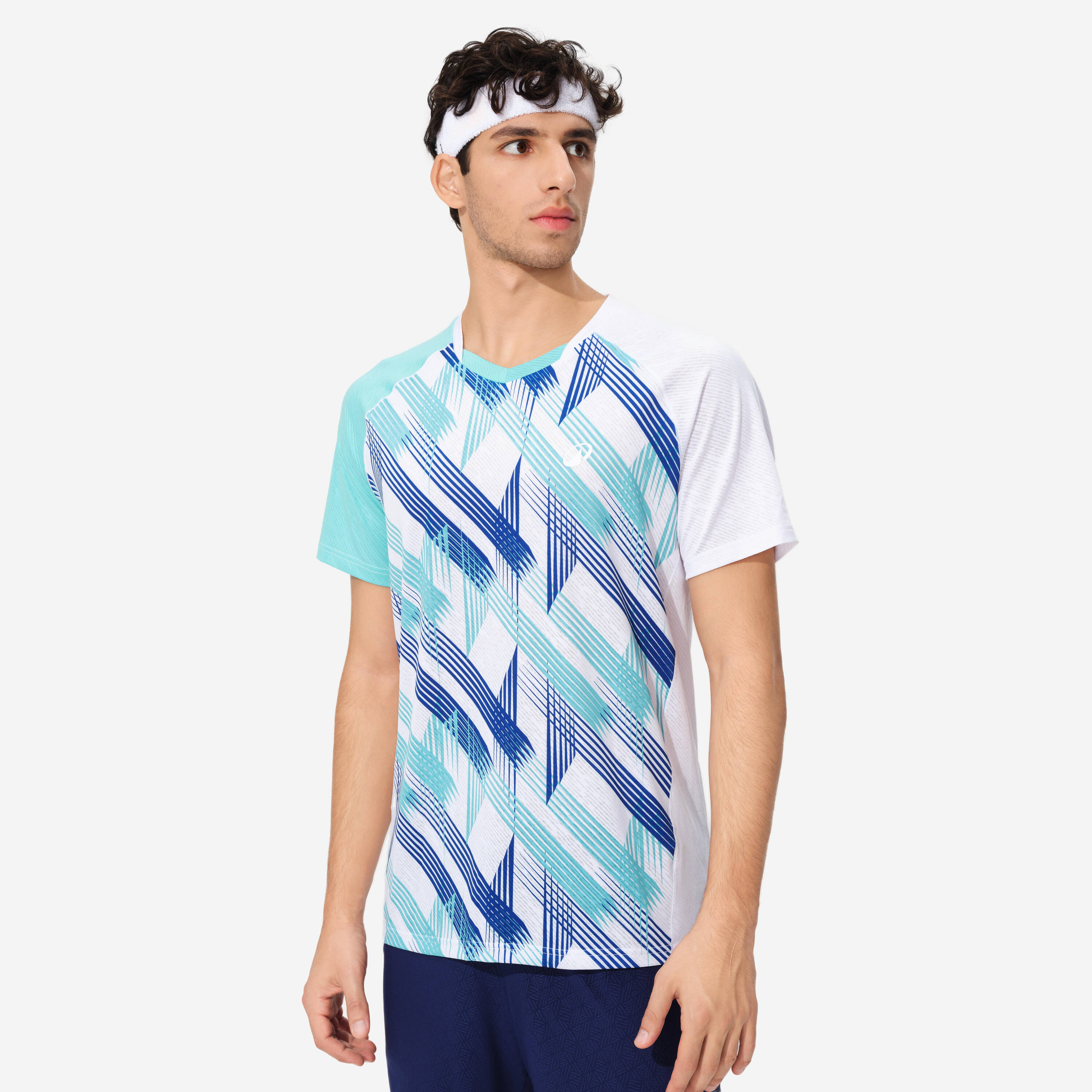 LITE Badminton T-shirt 560 Men White Turquoise -  1