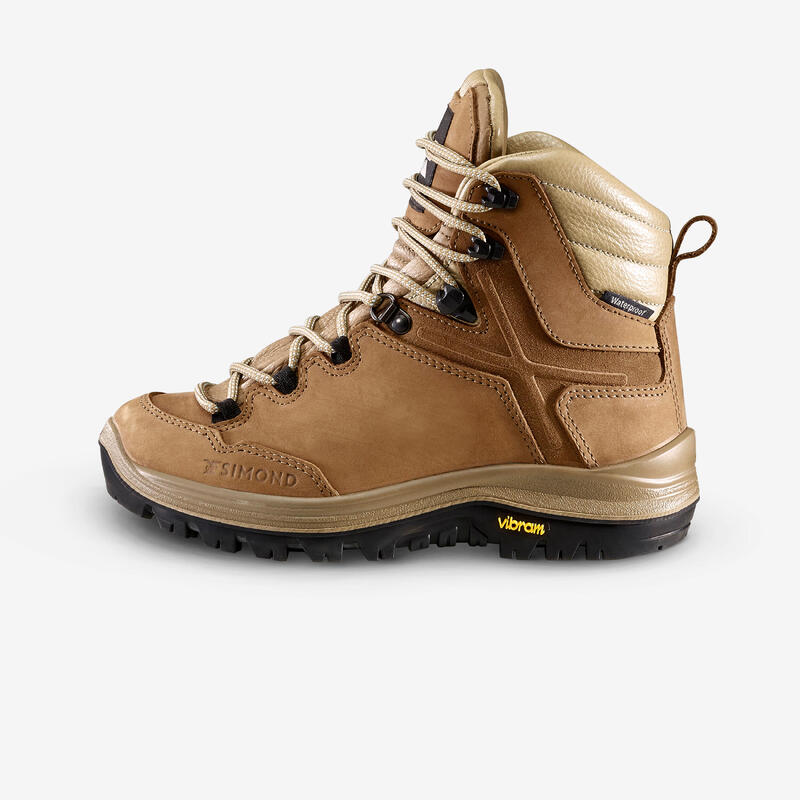 Dámské turistické vysoké kožené nepromokavé boty MT 500 Vibram