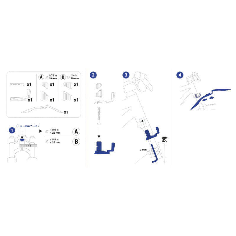 Kit apărători de noroi MTB față/spate rigide V3 26" - 27,5" - 29" Negru