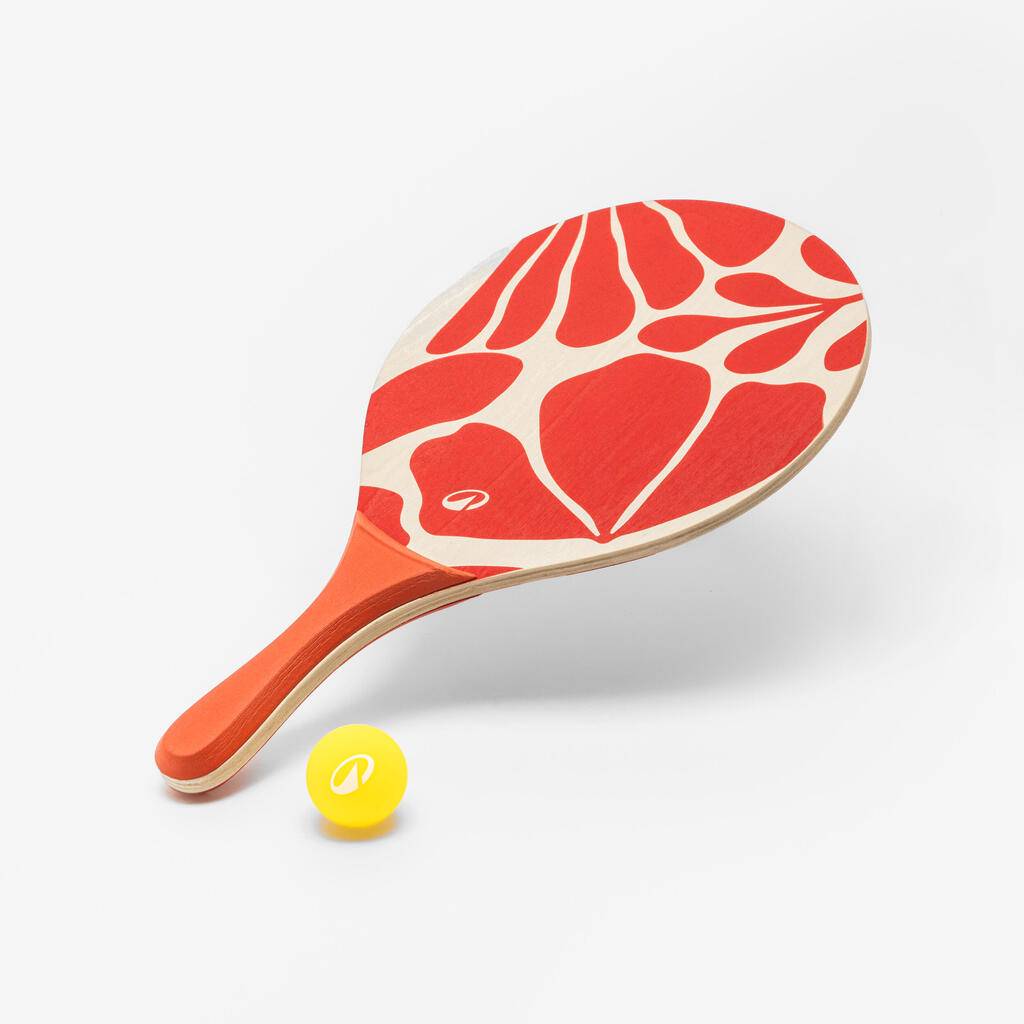 Set raquettes Beach Tennis WOODY RACKET ROUGE