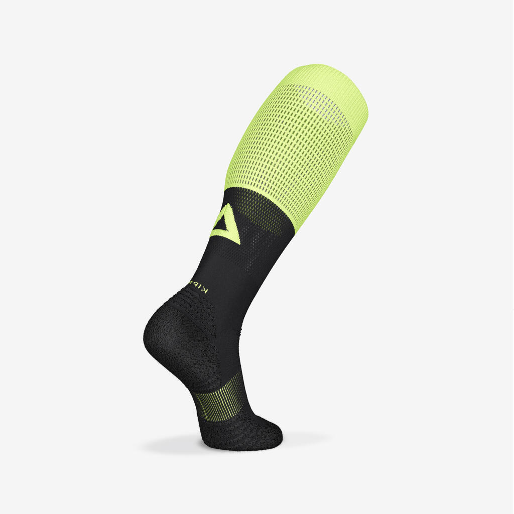 Chaussettes de compression running KIPRUN 500noires / jaunes