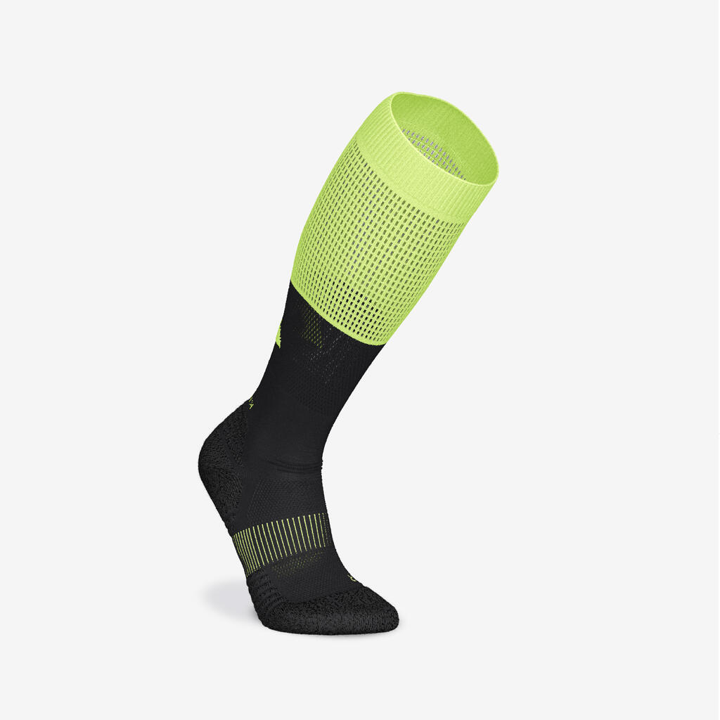 Chaussettes de compression running KIPRUN 500noires / jaunes