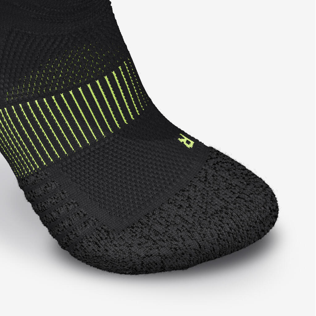 Chaussettes de compression running KIPRUN 500noires / jaunes