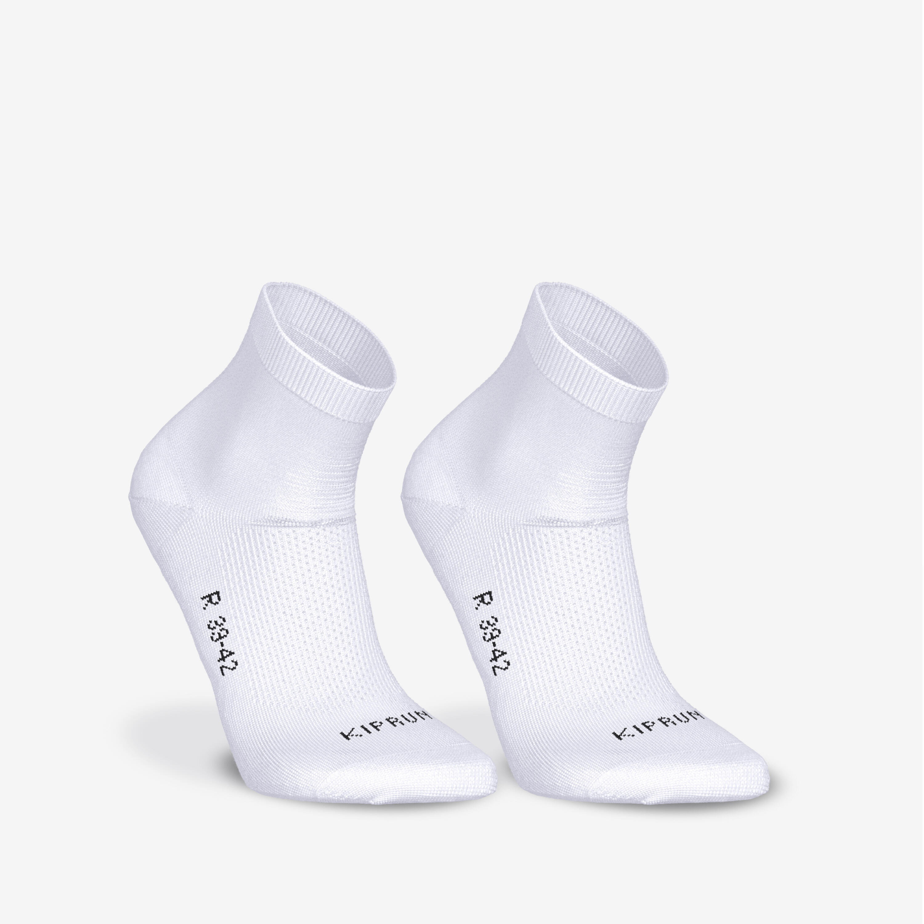 Chaussettes de course minces et courtes x2 paires, Run 500 3/4