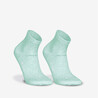 Pack of 2 Running Fine Crew Socks MID X2 Run 500 - Green