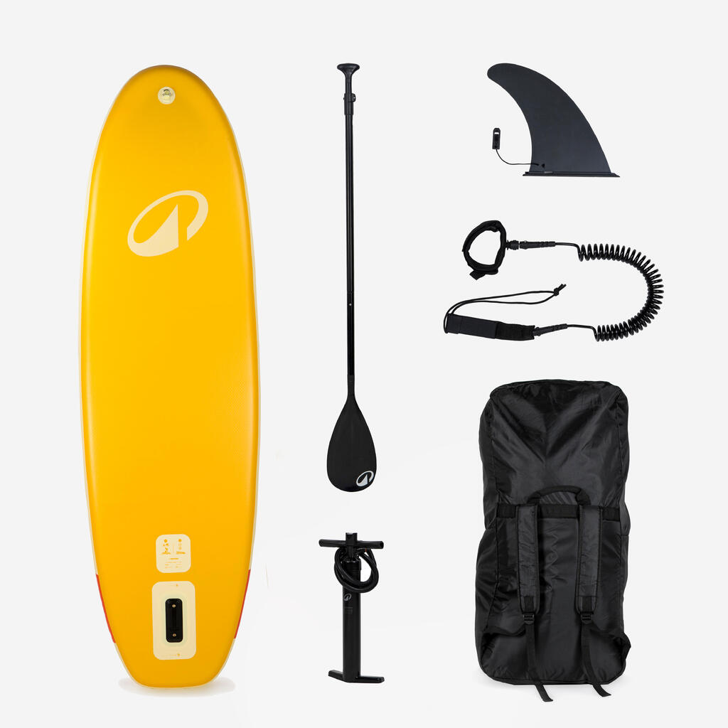 Pack Stand up paddle gonflable 9'6, 1 personne (jusqu'à 80kg)  - 100 Jaune