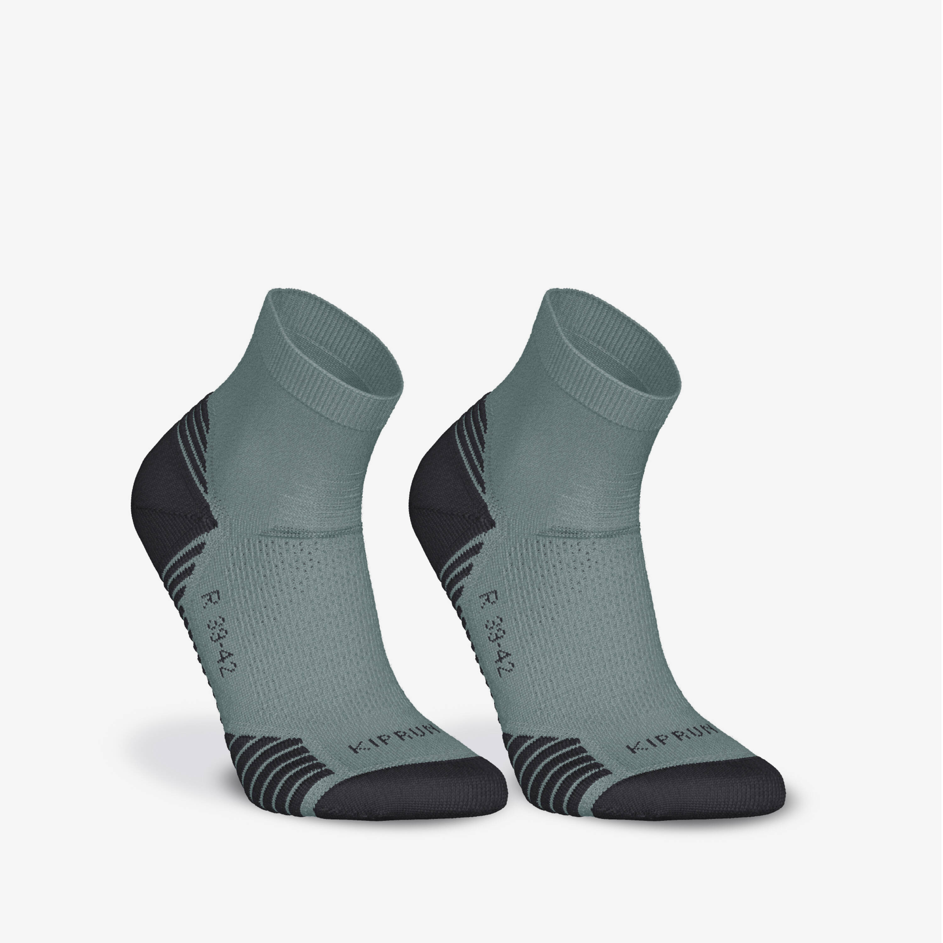 PACK OF 2 PAIRS OF RUN 500 THICK MID RUNNING SOCKS - Frozen Green -  1