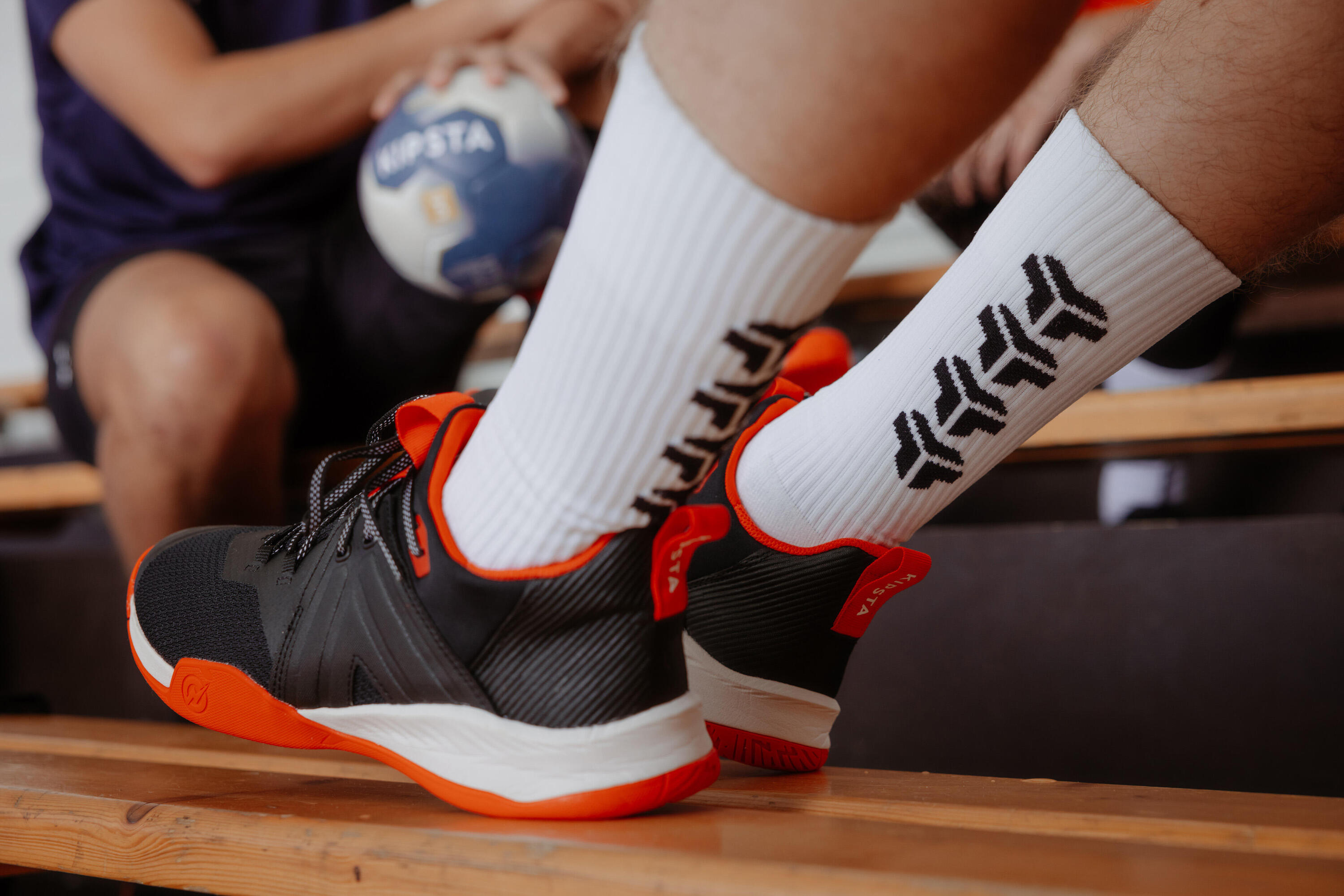 Adult Handball Mid Socks Single-Pack H500 - White/Black 6/7
